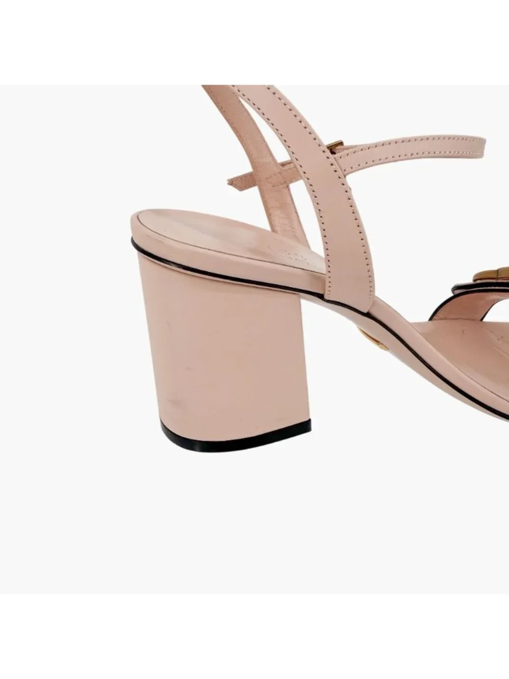 Gucci Marmont GG Block Heel Sandals Heels Nude Pink Leather Size 36.5 US 6.5 - Picture 13 of 16